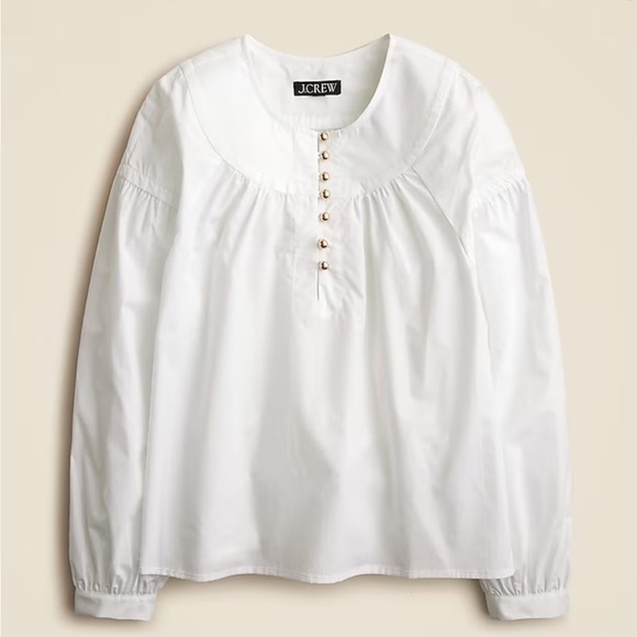 J crew Shirred popover top in cotton poplin - Picture 1 of 2